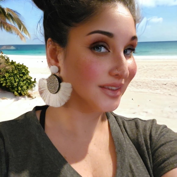 Bohemian Round Rhinstone Tassle Earrings - Picture 2 of 2